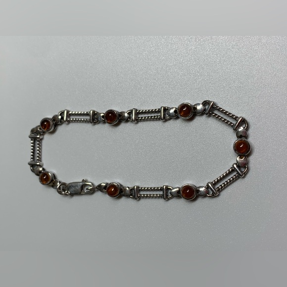Silpada Vintage RARE Sterling Link & Amber Tennis Bracelet - Picture 2 of 14